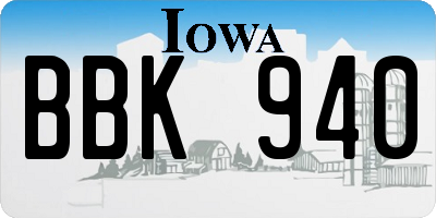 IA license plate BBK940