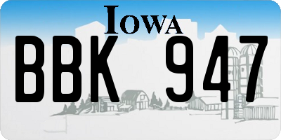 IA license plate BBK947