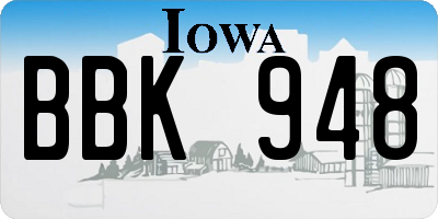 IA license plate BBK948