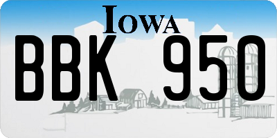 IA license plate BBK950