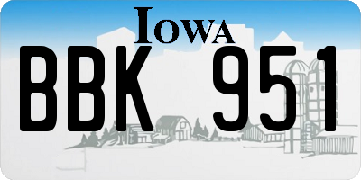 IA license plate BBK951