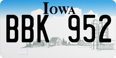 IA license plate BBK952