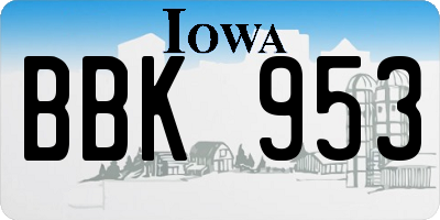 IA license plate BBK953