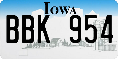 IA license plate BBK954