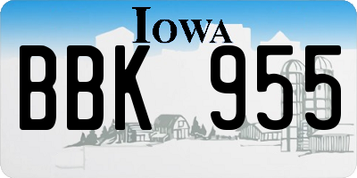 IA license plate BBK955