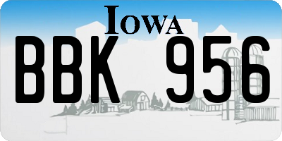 IA license plate BBK956