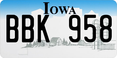IA license plate BBK958