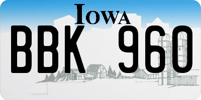 IA license plate BBK960