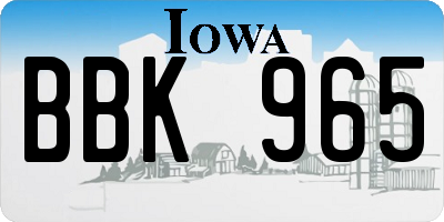 IA license plate BBK965