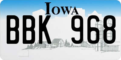 IA license plate BBK968