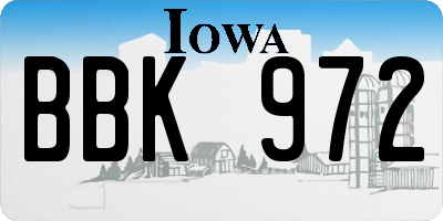 IA license plate BBK972