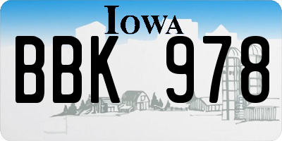 IA license plate BBK978
