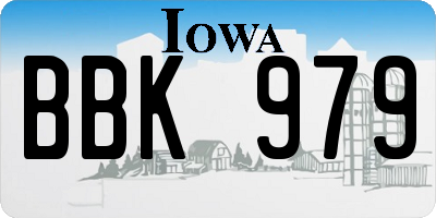 IA license plate BBK979