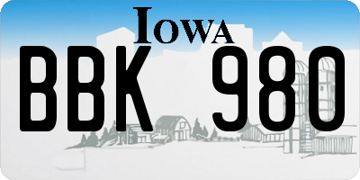 IA license plate BBK980
