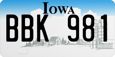 IA license plate BBK981