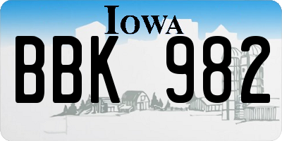 IA license plate BBK982