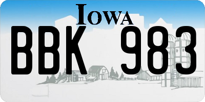 IA license plate BBK983