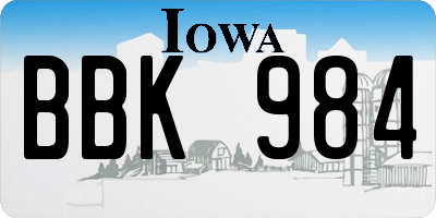 IA license plate BBK984