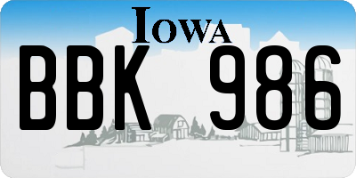 IA license plate BBK986