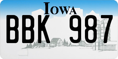 IA license plate BBK987