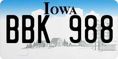 IA license plate BBK988