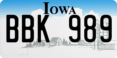 IA license plate BBK989