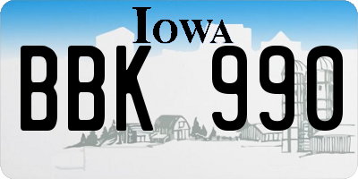 IA license plate BBK990