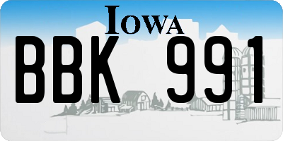IA license plate BBK991