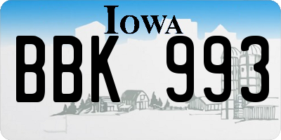 IA license plate BBK993