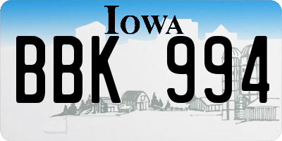 IA license plate BBK994