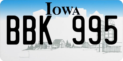 IA license plate BBK995