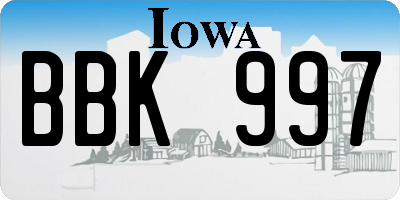 IA license plate BBK997