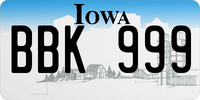 IA license plate BBK999