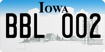 IA license plate BBL002