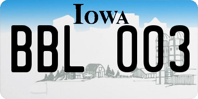IA license plate BBL003