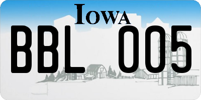 IA license plate BBL005
