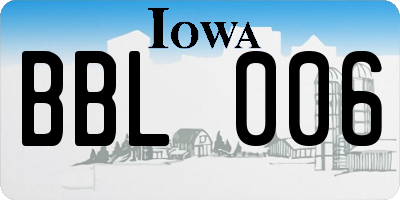 IA license plate BBL006