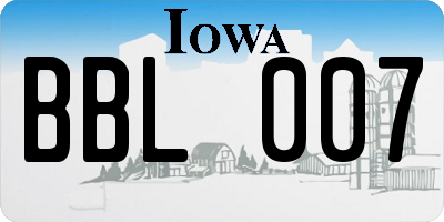 IA license plate BBL007