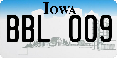 IA license plate BBL009