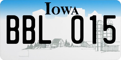 IA license plate BBL015