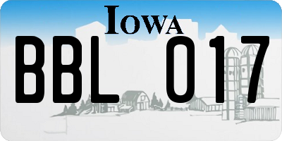 IA license plate BBL017