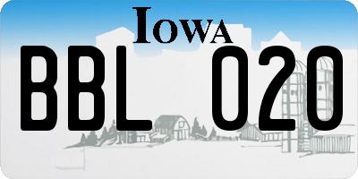 IA license plate BBL020