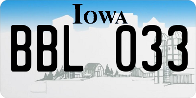 IA license plate BBL033
