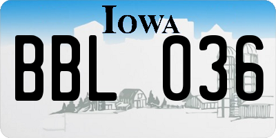 IA license plate BBL036