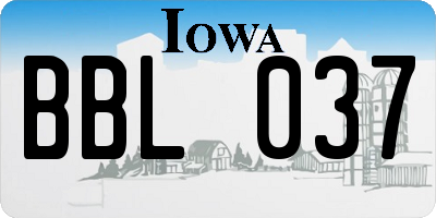 IA license plate BBL037