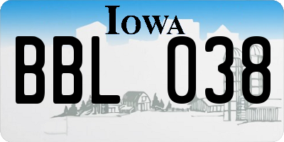 IA license plate BBL038