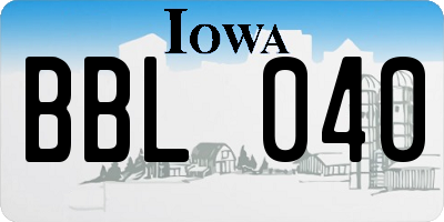 IA license plate BBL040