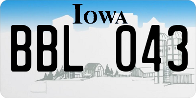 IA license plate BBL043