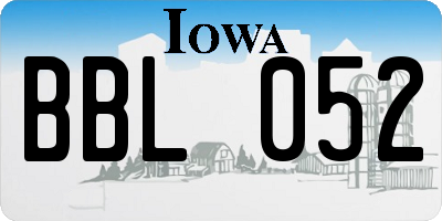 IA license plate BBL052