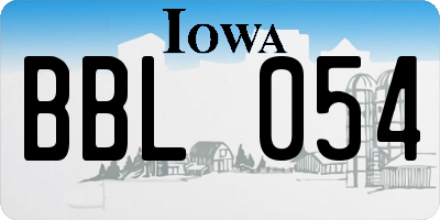 IA license plate BBL054